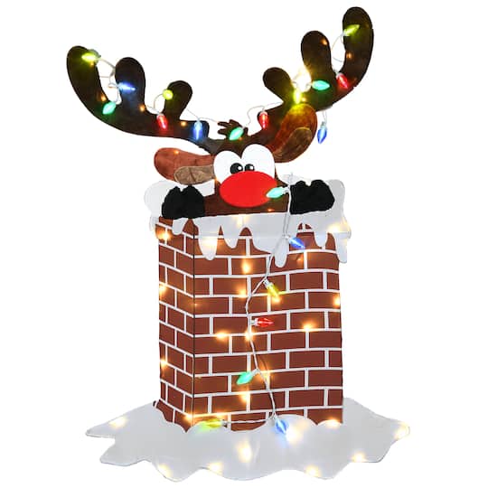 47'' Pre-Lit Reindeer Stuck in Chimney Decoration